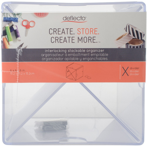 2 Pack Deflecto Stackable X-Divided Storage Organizer-6"X6"X6" Clear 350201CR - 079916023762