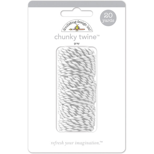 Doodlebug Monochromatic Chunky Twine 20yd-Gray MONOCT-4816
