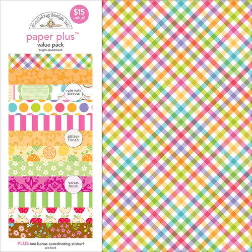 3 Pack - Doodlebug Paper Plus Value Pack 12"X12"-Bright - PPAP-5192 - 842715051928