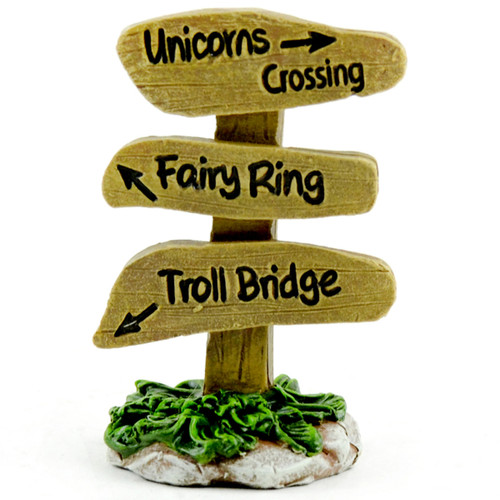 3 Pack Fairy Garden Unicorn Crossing/Fairy Ring/Troll Bridge Sign-2.5"X1.75" -51711 - 684653517117