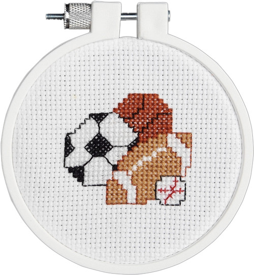 3 Pack Janlynn Kid Stitch Mini Counted Cross Stitch Kit 3" Round-Play Ball (14 Count) 21-0982 - 049489219824