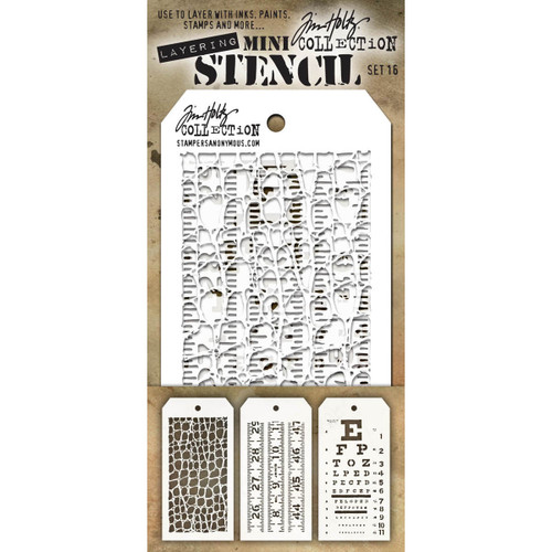 Tim Holtz Mini Layered Stencil Set 3/Pkg-Set #16 - MTS-016