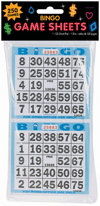 3 Pack Bingo Game Sheets 4"X8" 125/Pkg-250 Games 255571 - 048419701927