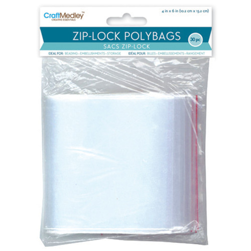 6 Pack - Craft Medley Ziplock Polybags 30/Pkg-4"X6" Clear - PB005 - 775749043556 6 Pack - Craft Medley Ziplock Polybags 30/Pkg-4"X6" Clear - PB005 - 775749043556