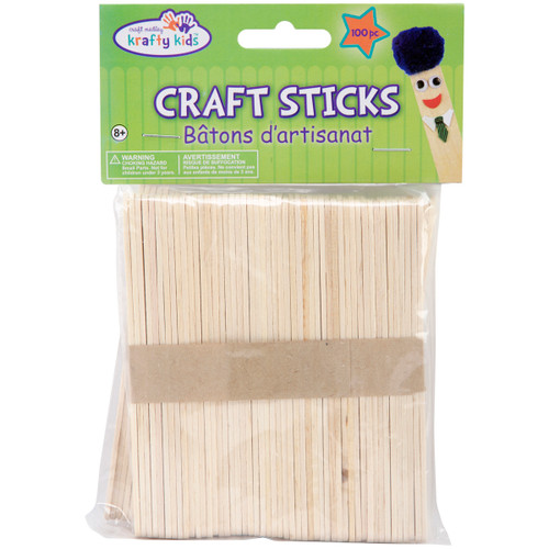 6 Pack - Krafty Kids Craft Sticks-Natural 4.5" 100/Pkg - CW500 - 775749065794
