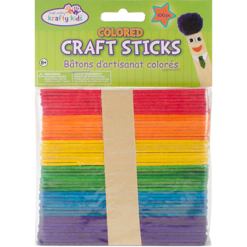 6 Pack - Krafty Kids Craft Sticks-Colored 4.5" 100/Pkg - CW502 - 775749065800