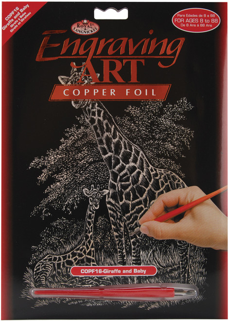 3 Pack Royal & Langnickel(R) Copper Foil Engraving Art Kit 8"X10"-Giraffe & Baby COPRFL-16 - 090672013118