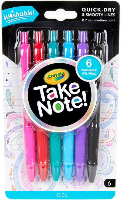 2 Pack Crayola Take Note! Washable Gel Pens 6/Pkg58-6505 - 071662065058