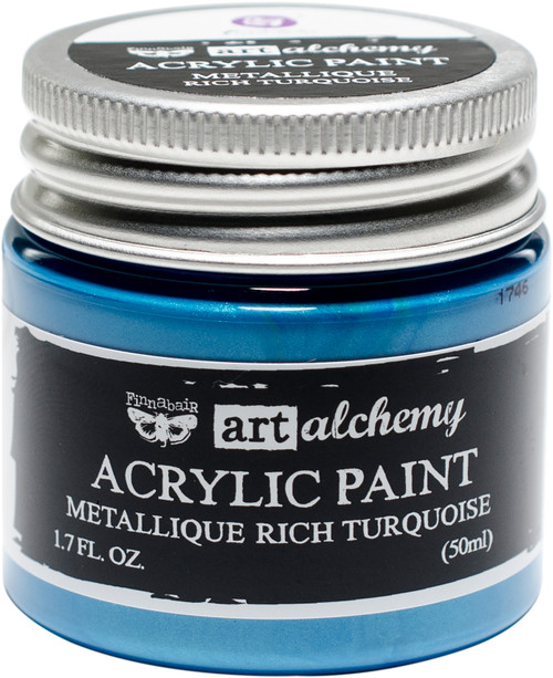 3 Pack Finnabair Art Alchemy Acrylic Paint 1.7 Fluid Ounces-Metallique Rich Turquoise AAAP-63231 - 655350963231