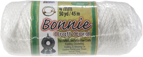 3 Pack - Pepperell Bonnie Macrame Craft Cord 4mmX50yd-White - BB4-50-001 - 725879640019