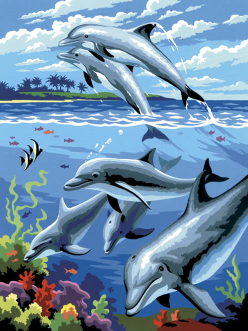 3 Pack - Royal & Langnickel(R) Small Paint By Number Kit 8.75"X11.75"-Dolphins - PJS-24 - 090672993731