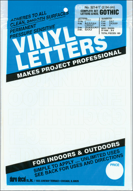 6 Pack - Duro Permanent Adhesive Vinyl Letters & Numbers 1" 183/Pkg-White - D3214-WHITE - 029211321421