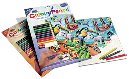 3 Pack - Royal & Langnickel Color Pencil By Number Kit 8.75"X11.75"-Jungle Animals - CPBNK-4 - 090672419033