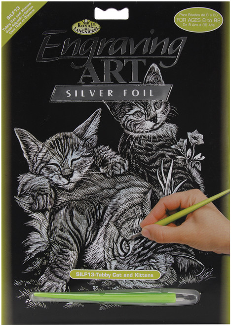 3 Pack Royal & Langnickel(R) Silver Foil Engraving Art Kit 8"X10"-Cat & Kittens SILVFL-13 - 090672013149