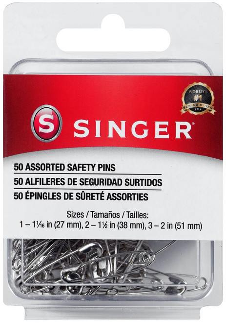 6 Pack - SINGER Safety Pins-Sizes 1 To 3 50/Pkg - 00226 - 075691002268