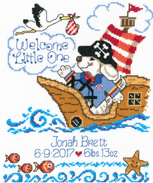 Imaginating Counted Cross Stitch Kit 8"X10"-Pirate Birth Record (14 Count) I3213