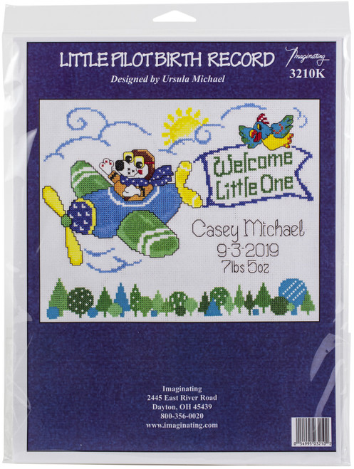 Imaginating Counted Cross Stitch Kit 9.5"X7"-Little Pilot Birth Record (14 Count) - I3210 - 054995032102