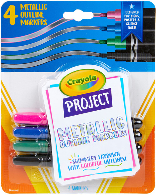 Crayola Project Outline Markers 4/Pkg-Metallic Colors 58-8357 - 071662083571