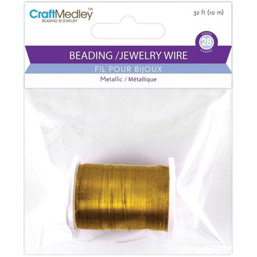 6 Pack Craft Medley Metallic Beading & Jewelry Wire 28 Gauge 32'-Gold BD949-F - 775749176353