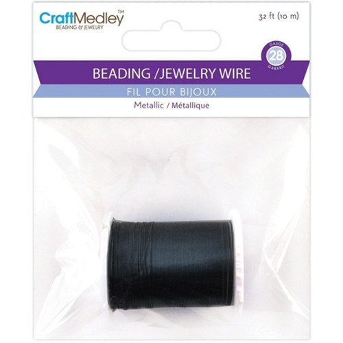 6 Pack Craft Medley Metallic Beading & Jewelry Wire 28 Gauge 32'-Black BD949-H - 775749176377