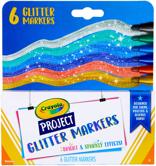 Crayola Project Markers 6/Pkg-Glitter Colors 58-8351 - 071662083519