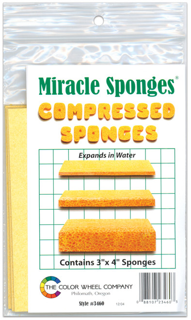 3 Pack - Color Wheel Miracle Sponges Compressed Sponges 4/Pkg-3"X4" - A100 - 088107234603