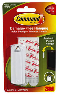 3 Pack - Command Large Sawtooth Picture Hangers-White 1 Hanger & 2 Strips - 17040 - 051131705364