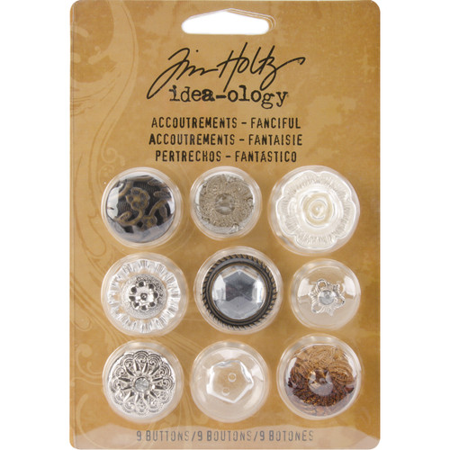 2 Pack Idea-Ology Accoutrements Buttons 9/Pkg-Fanciful .626" To 1" TH92873 - 040861928730