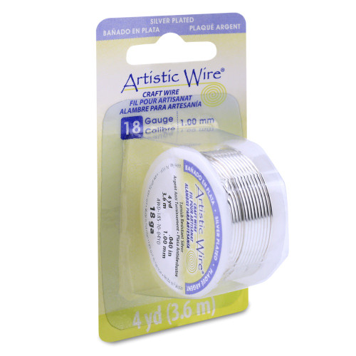 4 Pack Artistic Wire 18 Gauge 4yd-Silver AWD18S - 656156080931