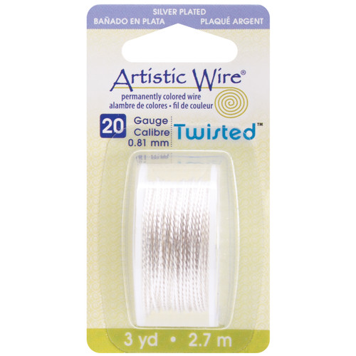 4 Pack Artistic Wire Twisted 20 Gauge 3yd-Silver AWD-20TS - 035926111547