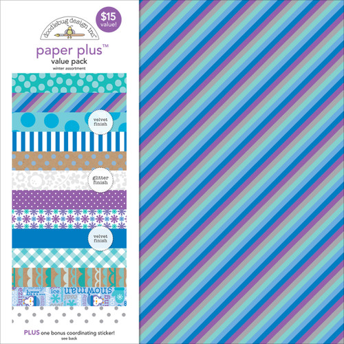 3 Pack Doodlebug Paper Plus Value Pack 12"X12"-Winter PPAP-5173 - 842715051737