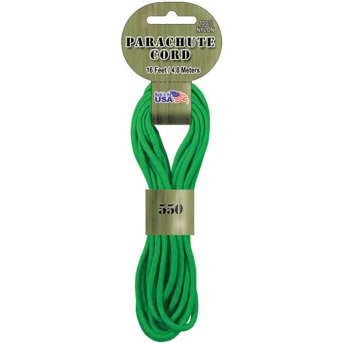 6 Pack - Pepperell Braiding Parachute Cord 4mmx16'-Neon Green - PARA-1628 - 725879306809