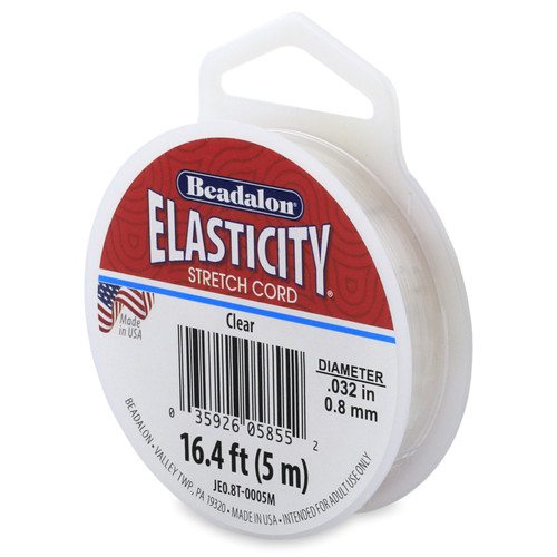 3 Pack Beadalon Elasticity .8mmX5m-Clear JE0.8T5M - 035926058552