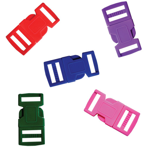 6 Pack - Pepperell Parachute Cord Bracelet Buckles 15mm 5/Pkg-Assorted Colors - PCBUC15C - 725879306922