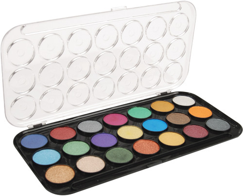 3 Pack - Yasutomo Pearlescent Watercolor Paint Cakes 21/Pkg-Assorted Colors - NPWC21