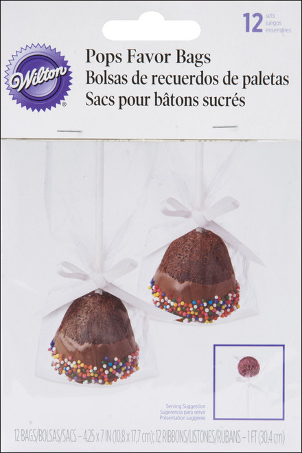 6 Pack Wilton Pops Favor Bags 12/Pkg-4.25"X7" W1341 - 070896213419