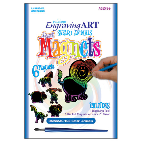 6 Pack - Royal & Langnickel(R) Rainbow Foil Engraving Art Magnets-Safari Animals - RAINMAG-103 - 090672172372