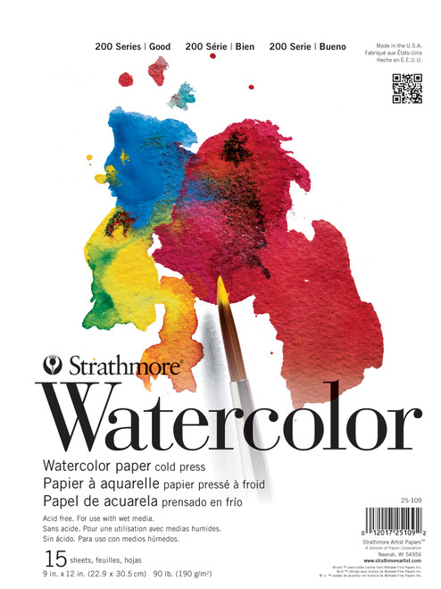 2 Pack Strathmore Student Watercolor Pad 9"X12"-15 Sheets 62251090 - 012017251092