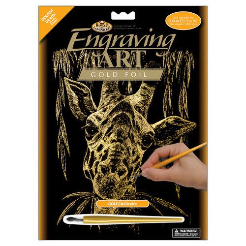 3 Pack Gold Foil Engraving Art Kit 8"X10"-Giraffe -GOLDFL-24 - 090672056443
