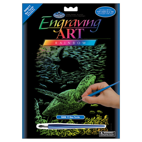 3 Pack Royal & Langnickel(R) Rainbow Foil Engraving Art Kit 8"X10"-Sea Turtle RAINFL-17 - 090672056498