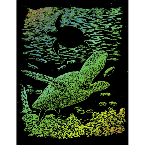 3 Pack Royal & Langnickel(R) Rainbow Foil Engraving Art Kit 8"X10"-Sea Turtle RAINFL-17