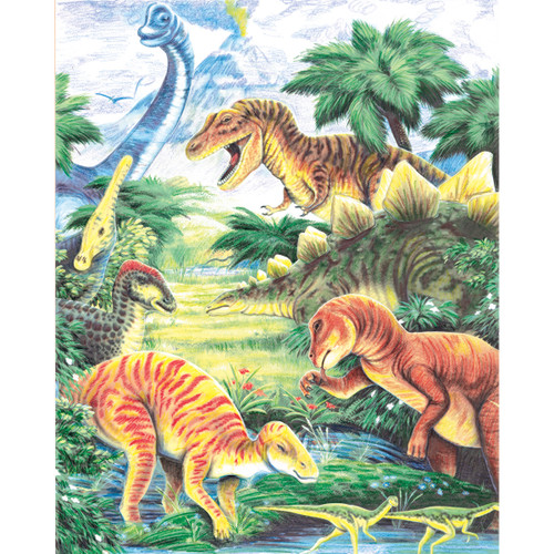 3 Pack - Royal & Langnickel Color Pencil By Number Kit 8.75"X11.75"-Dinosaur Fun - CPBNK-12