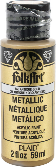 6 Pack FolkArt Metallic Acrylic Paint 2oz-Antique Gold SM-658 - 028995006586