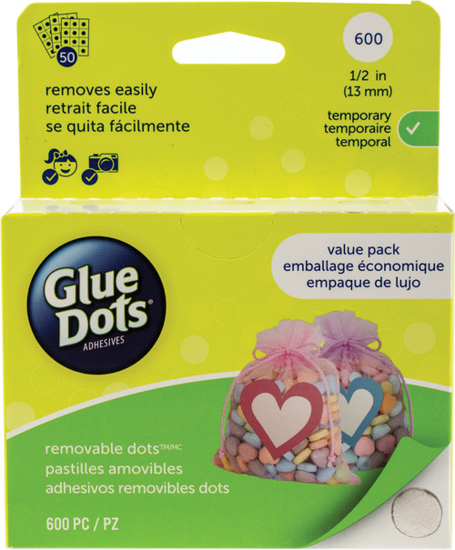 2 Pack Glue Dots .5" Dot Sheets Value Pack-Removeable, 600 Clear Dots 08388 - 634524083883