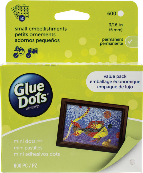 2 Pack - Glue Dots .1875" Mini Dot Sheets Value Pack-600 Clear Dots - 32634 - 634524326348
