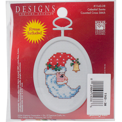 6 Pack Janlynn Mini Counted Cross Stitch Kit 2.75" Oval-Celestial Santa (18 Count) 1143-38 - 029064143386