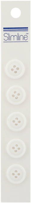 6 Pack Slimline Buttons -White 4-Hole 5/8" 5/Pkg SL-052 - 052278320526