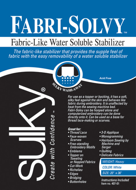 3 Pack Sulky Fabri-Solvy Soluble Stabilizer-20"X36" 407-01 - 727072407017