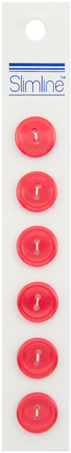 6 Pack Slimline Buttons -Red 2-Hole 9/16" 6/Pkg SL-202A - 052278322025