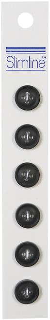 6 Pack Slimline Buttons -Grey 2-Hole 7/16" 7/Pkg SL-651A - 052278326511